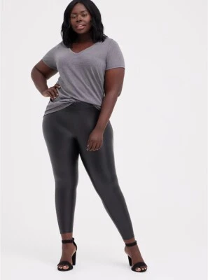 Torrid Platinum Faux Leather High Waisted Legging Black Women's Plus Size 2X - Image 1 of 4
