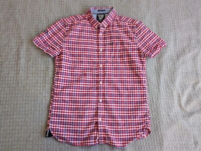 Superdry Shirt Men Medium Red Plaid Ultimate Oxford Button Down Short Sleeve - Image 1 of 4