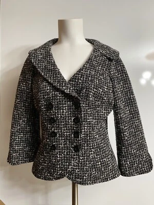 Blazer para mujer Anne Fontaine negro blanco manga 3/4 abotonado talla 40 Foto 1 de 4