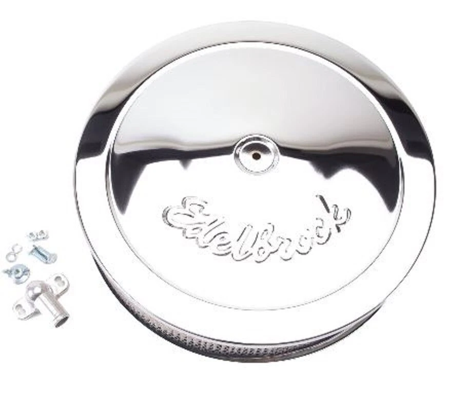 Limpiador redondo Edelbrock para Pro-Flo cromo 14" con elemento de papel de 3" (brida) 1221 Foto 1 de 1