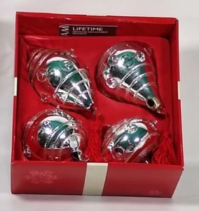 Gorham Assorted Crystal Ornaments Silver Embellished set of 4 3.25" to 5.5" - Picture 1 of 8
