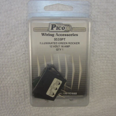 Pico Wiring Electrical Switch 5535PT Illuminated Green Rocker Switch 12V — 第 1/4 张图片