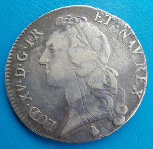 Louis XV, Ecu Au Bandeau 1743 Q Perpignan, Prov. Inumis (320€), Sobin 0 Ex. ! - Picture 1 of 4