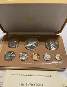 1976 Cook Islands Franklin Mint 8 Coin Proof Set With Silver $5 in OGP w/COA #5 - Picture 1 of 12