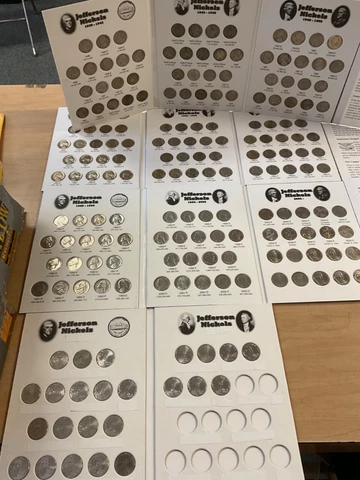 Jefferson Nickels Set 1938 - 2023 in Full Color EM Coin Folders; Full Set Cover