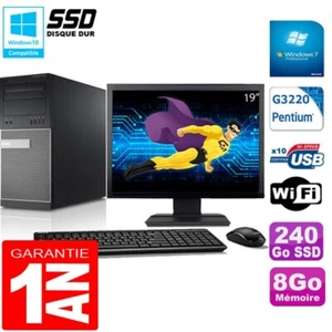 PC tour DELL 9020 Intel G3220 RAM 8Go Disco 240 Go SSD Wifi W7 Pantalla 19" - Imagen 1 de 1
