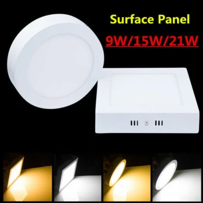 Dimmable 9W 15W 21W Surface Mounted LED Ceiling Downlight Panel Light Fixture HR - Image 1 of 4