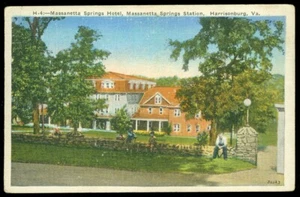 MASSANETTA SPRING HOTEL - HARRISONBURG, VA POSTCARD - Imagen 1 de 1