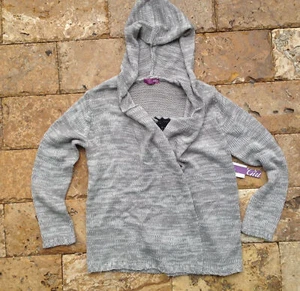 Aqua Girls' Gray Cardigan, Gray Heather, Size M, MSRP $48. - Picture 1 of 4
