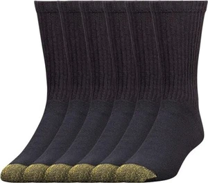 GoldToe Men's Black Cotton Crew Athletic Sock, 12 Pair Shoe Size 6-12.5 - Picture 1 of 1