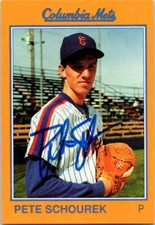 Pete Schourek autographed baseball card (Columbia Mets) 1989 Grand Slam #24