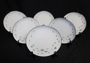 6 Sango HARLEQUIN MCM Blue Gray Diamond 7.5" Salad Plate Set - Picture 1 of 7