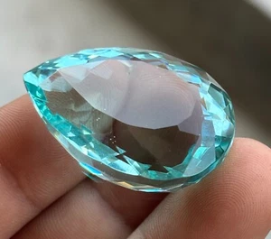 65 Ct Natural Aguamarina Corte Pera Certificada Azul Cielo Piedra Suelta EBAY - Picture 1 of 4
