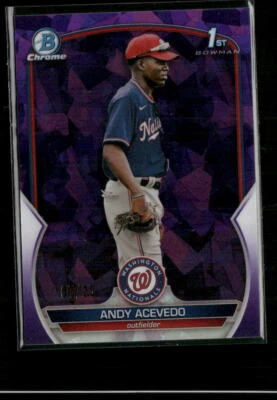 2023 Bowman Chrome Sapphire Edition Andy Acevedo Purple #/25 Nationals - Image 1 of 2