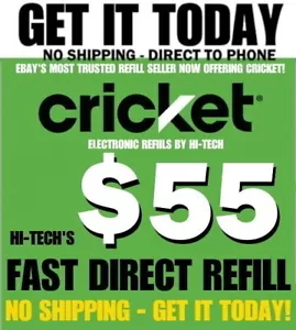 CRICKET $55 ✅ FASTEST PREPAID REFILLS ✅ DIRECT to PHONE ✅ GET FAST IT TODAY! - Picture 1 of 3