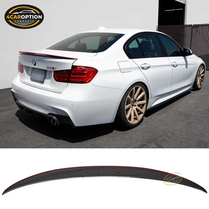 Fits 12-18 BMW F30 F80 M3 P Style Red Line CF Carbon Fiber Rear Trunk Spoiler Foto 1 de 4
