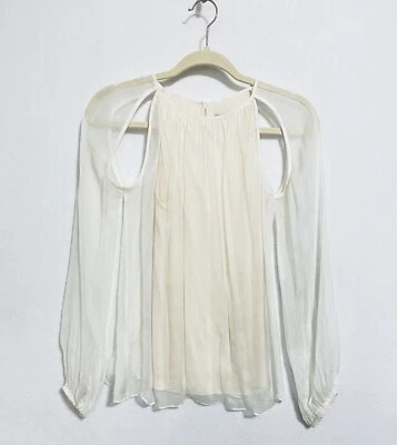 Top Bailey 44 para mujer XS marfil manga abertura seda transparente forrado ligero boho Foto 1 de 4