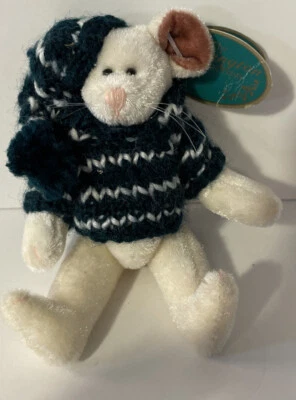 Bearington Collection Vintage Patti Mouse 4.5” White Mouse Green Sweater And Cap - Image 1 of 4
