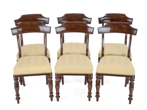 Victorian Set of 6 Mahogany Bar Back Upholstered Dining Chairs circa1870, c.19th - Picture 1 of 19