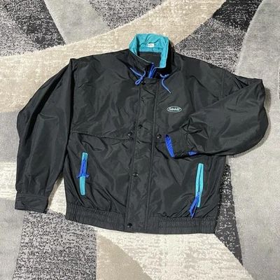 Vintage Peterbilt Jacket Mens Medium Black Blue Nylon Windbreaker Trucking 90s - Image 1 of 4