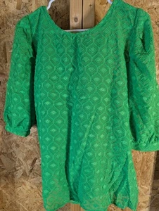 Umgee Boho Top grün Rundhals Raglan gerafft gefüttert Ärmel Gr. Medium - Bild 1 von 6