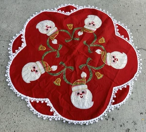 VTG Bucilla Felt Handmade Christmas Tree Skirt Table Cloth Santa Sequins RARE - Picture 1 of 7
