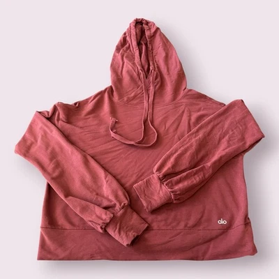Alo Yoga Social Hoodie Women's Mauve Pink Medium Training Long Sleeve Drawstring - Image 1 of 4