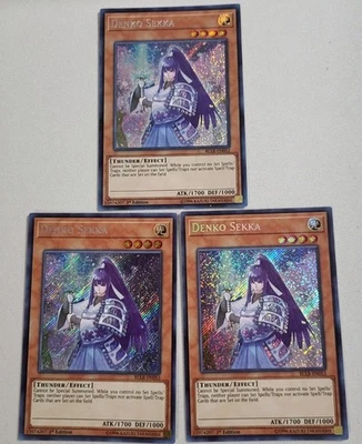 3 x YuGiOh TCG Denko Sekka - BLLR-EN052 - Secret Rare - 1st Edition NM - Image 1 of 4