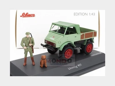 1:43 SCHUCO Mercedes Benz Unimog 401 Truck 1953 Green Wood 450254800 - Immagine 1 di 2