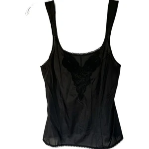 Vintage Warners Black Cami Slip Top Nylon Size 34 Lingerie Tank Camisole Goth US - Picture 1 of 12