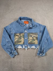 Signature8 Cropped Jacke Damen S/M Blau Denim Camouflage Distressed Baumwolle - Bild 1 von 9
