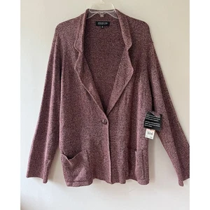Jones New York Sz 3X Stretch One Button Front Cardigan Sweater Jacket Shimmery - Picture 1 of 9