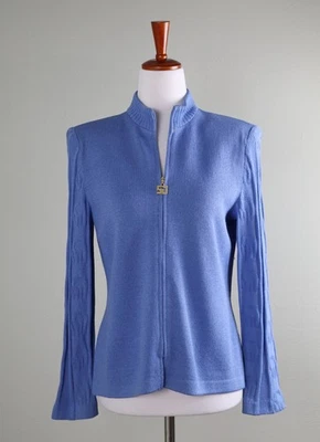 Blusa ST. JOHN COLLECTION Marie Gray $995 Santana malha com zíper tamanho 4 - Imagem 1 de 4