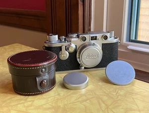 Leica IIIf Red Dial Self Timer 35mm Film Camera Elmar 3.5 50mm Lens + Case Caps - Picture 1 of 22