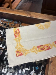 Vintage Bandana Sunrise 80s Ski Resort Red Yellow As Is Has Stain - Picture 1 of 4