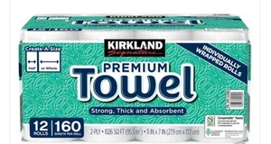 Kirkland Signature Paper Towels, 2-Ply, 160 Sheets, 12-count Kitchen Essentials - Picture 1 of 3
