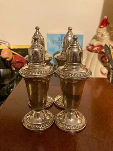 Vintage Empire sterling silver  Salt & Pepper shakers weighted  2 pair scrap ? - Picture 1 of 2