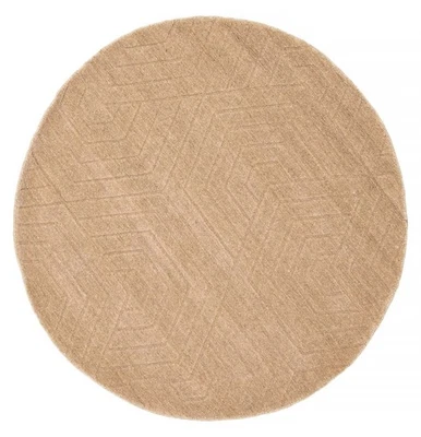 Traditional Tan 3'11" x 3'11" Hand loomed Oriental Carpet Wool Area Rug - Image 1 of 4