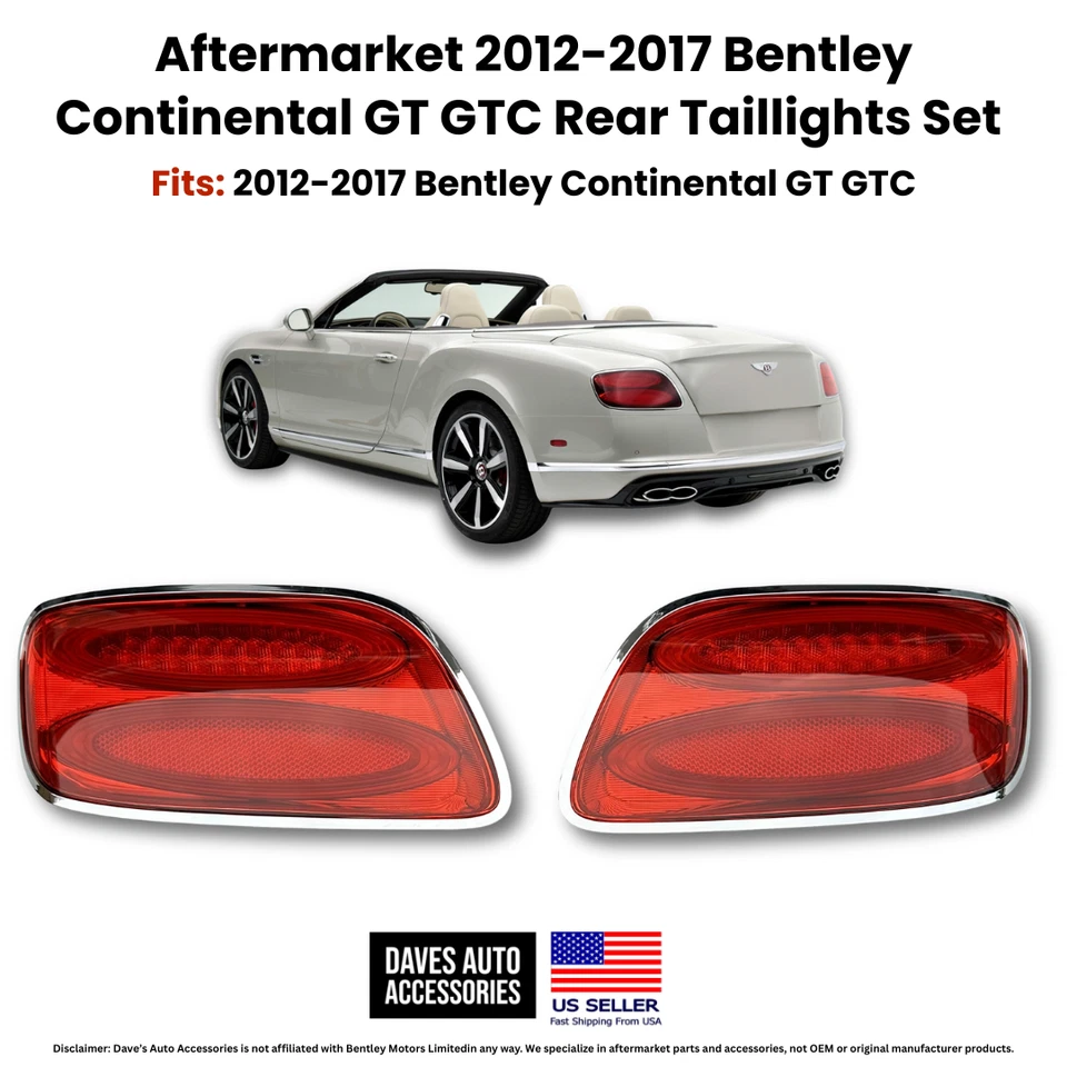Комплект задних фонарей для Bentley Continental GT GTC 2012–2017 годов выпуска слева направо - Изображение 1 из 4