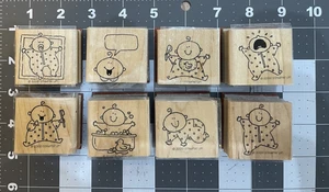 Stampin Up Baby First 2000 Set Of 8 Wood Mounted Rubber Stamps - Picture 1 of 10