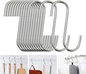20 or 40 Pack S Hooks - Stainless Steel Heavy Duty S Hooks for Hanging pots Pans - Picture 1 of 19