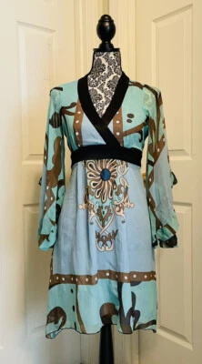 Vestido individual, seda para damas, nuevo con etiquetas, hecho en EE. UU., talla P 0-2, cintura imperio Foto 1 de 4