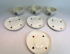 1950er Mid Century Casino American Limoges Spielkarten Tasse und Untertasse 3 Sets - Bild 1 von 8