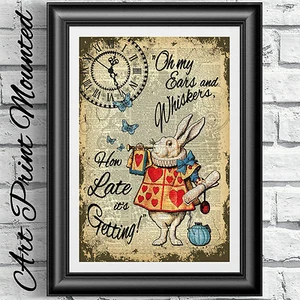 Impresión de arte en página de libro antiguo decoración de conejo blanco diccionario Alicia en el país de las maravillas - Imagen 1 de 3