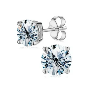 1-4 CT D Color Moissanite Stud Earrings 925 Sterling Silver Earrings With GRA - Picture 1 of 10