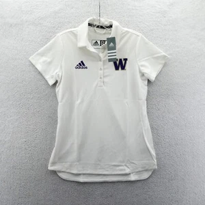 Washington Huskies Womens Small Polo Shirt White Adidas College Heat.Rdy Top New - Picture 1 of 7