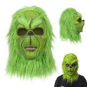 Christmas Green Cosplay The Grinch Full Head Adult Monster Latex Mask Gifts Toys - Picture 1 of 6