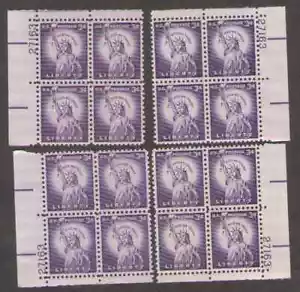 US. 1035. 3c. Statue of Liberty, 4 Position Matched PB4 #27163. MNH. 1966 - Picture 1 of 2