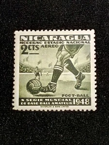 S Air Post Nicaragua 1949 Soccer 2c World Series (C297) Waterlow échantillon en vert - Photo 1 sur 2