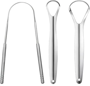 Raspador de lengua raspadors limpiadores para lenguas acero inoxidable New 3pzs - Picture 1 of 6